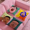 Funny Funny Characters Pillow Case Silky Short Plush with Invisible Zipper Dustproof Sofa Cushion Cover for Home Decor