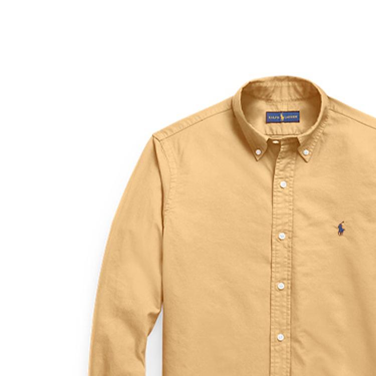 Polo Ralph Lauren FW21 Logo Embroidered Oxford Long Sleeve Shirt Men shirts Yellow MNPOWOV16821787-260