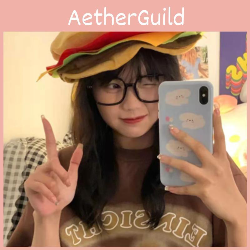 Funny Hamburger Hat Cosplay Prop With Sewn Fabric For Party Costume Fun