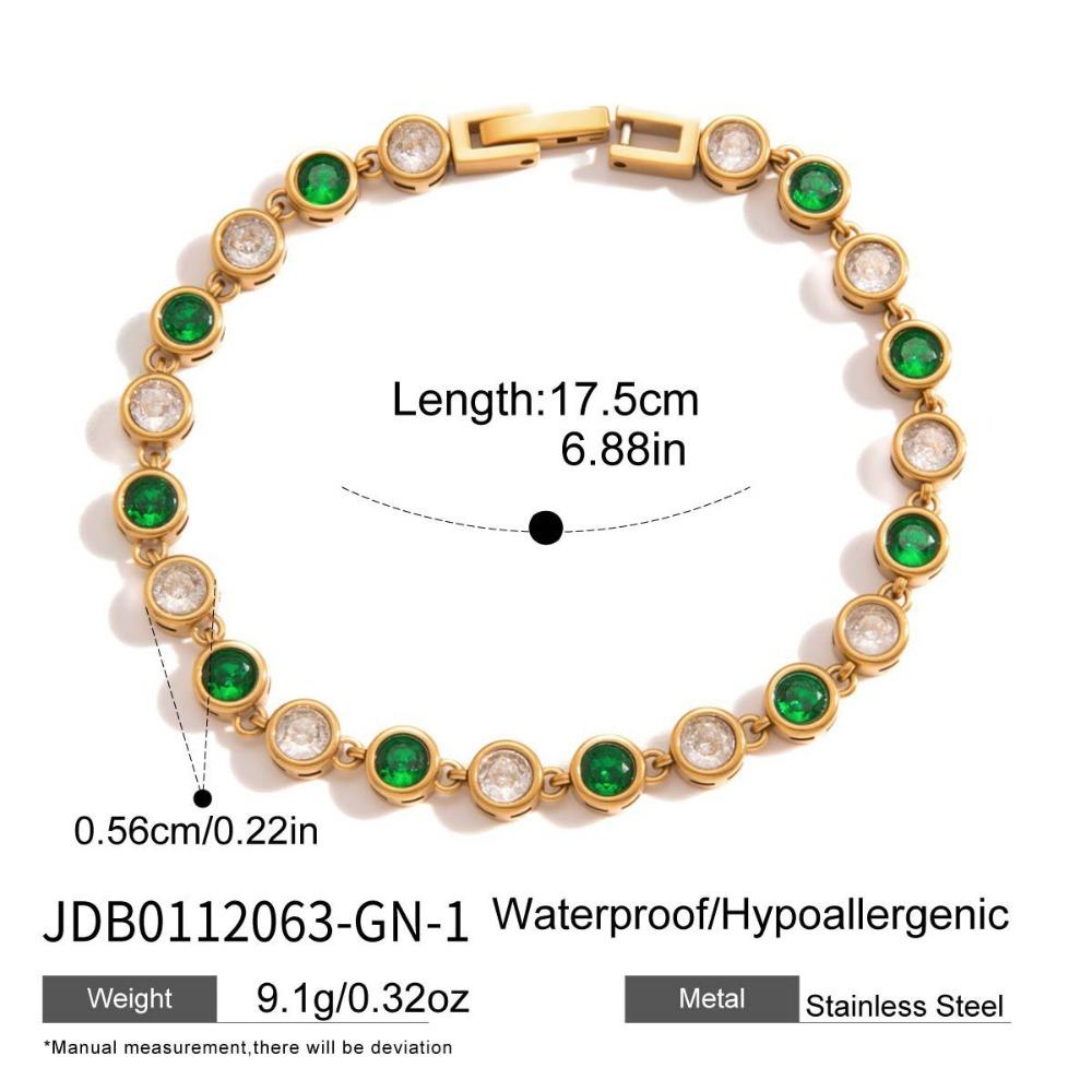 Exquisite Tennis Chain Bracelet Heart-Shaped Geometric Circular Stacked Bracelet Green White Zircon Women Jewelry