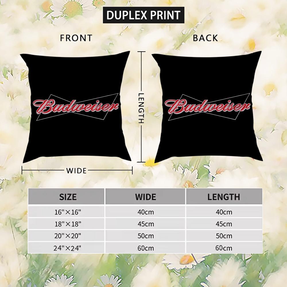 B-Budweisers Pillow Case For Car Sofa Decorative Home Double-sided Print Plush Square Throw Pillow Cushion Cover