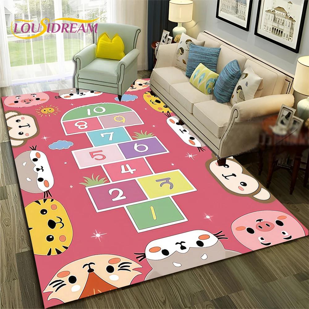 27 Stil Hüpfspiel Kinder Digitale Spiele Junge Mädchen Cartoon Teppich Teppich für Zuhause Wohnzimmer Sofa Fußmatte Dekoration,Rutschfeste Bodenmatte