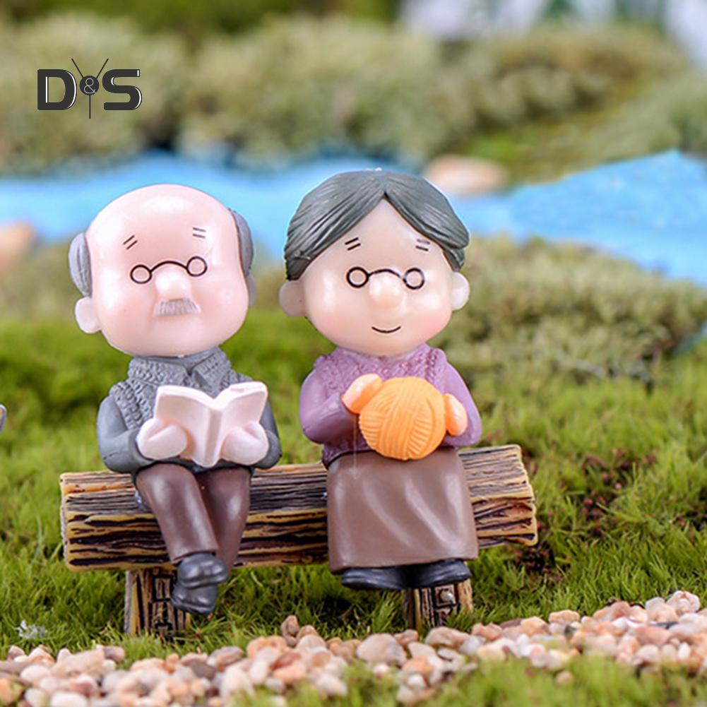 Decorations Home Mini Park Bench Grandpa Grandma Model Miniature Landscape Garden Decor Ornament