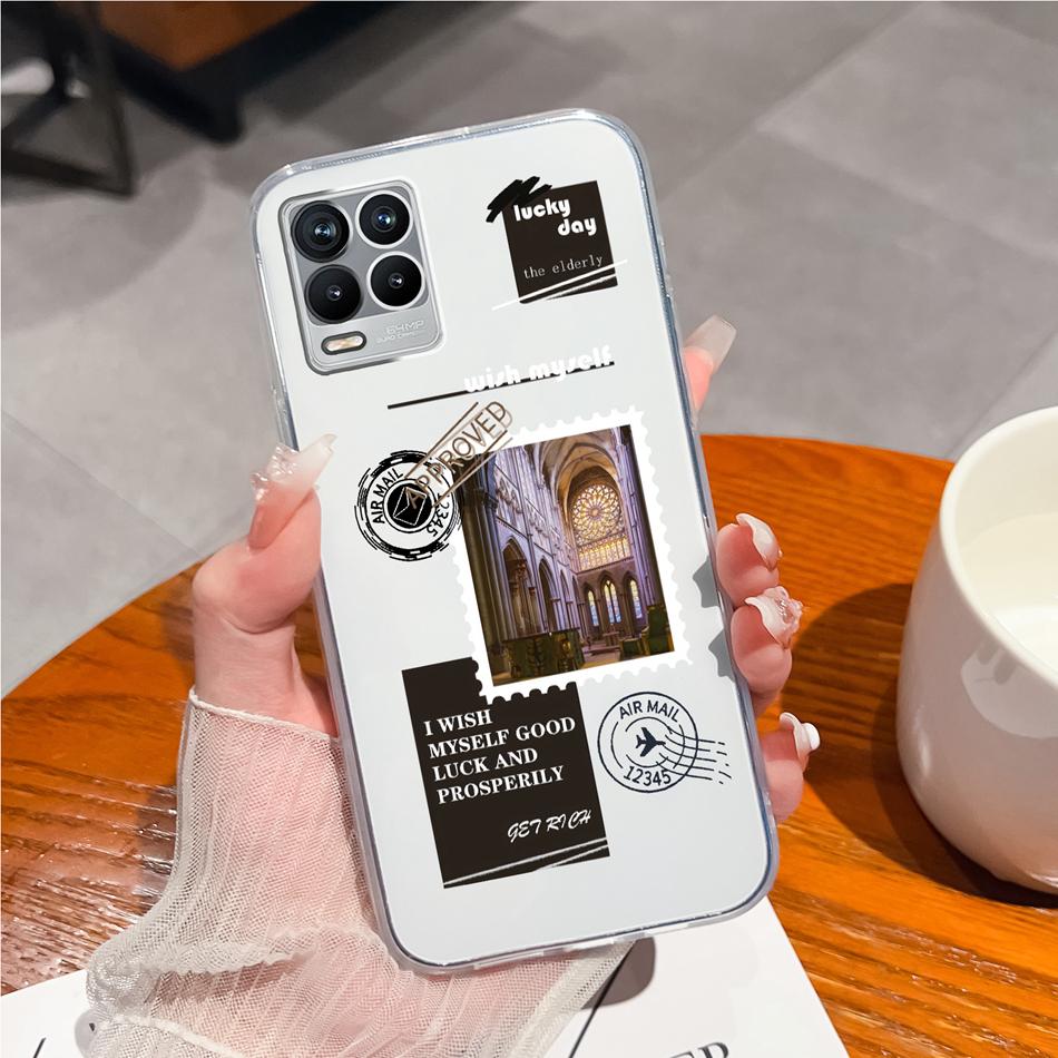 Für Realme 8 Pro Handyhülle Kreatives Tintenbild Weiches TPU Klares Silikon Anti-Drop Rückseite Für Realme8 4G 5G 8Pro Funda Capa