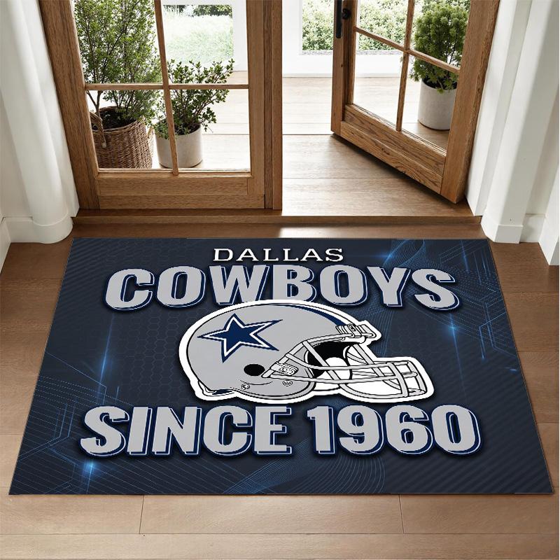 Dallas Cowboys Design Crystal Velvet Rug Soft Decorative Mat for Bedroom Entrance