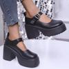 Fashion Mary Jane Shoes 2025 Fashion Light Women's Shoes Buckle Strap High Heels Fashion Shallow Office and Career Plus Size Black Heels
