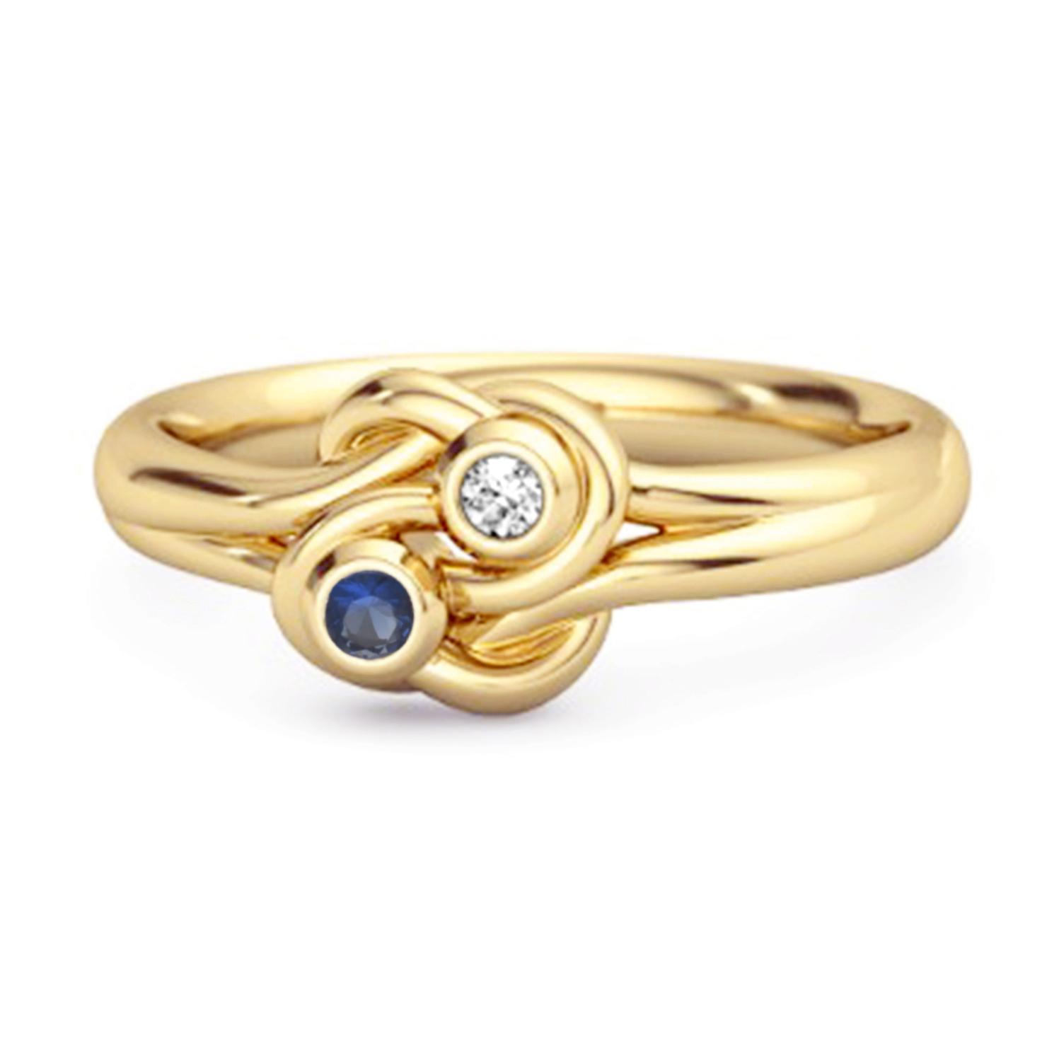 Blue Sapphire Dual Stone Stackable Ring - 925  Sterling Silver Gold Vermeil 10.5 жёлтый