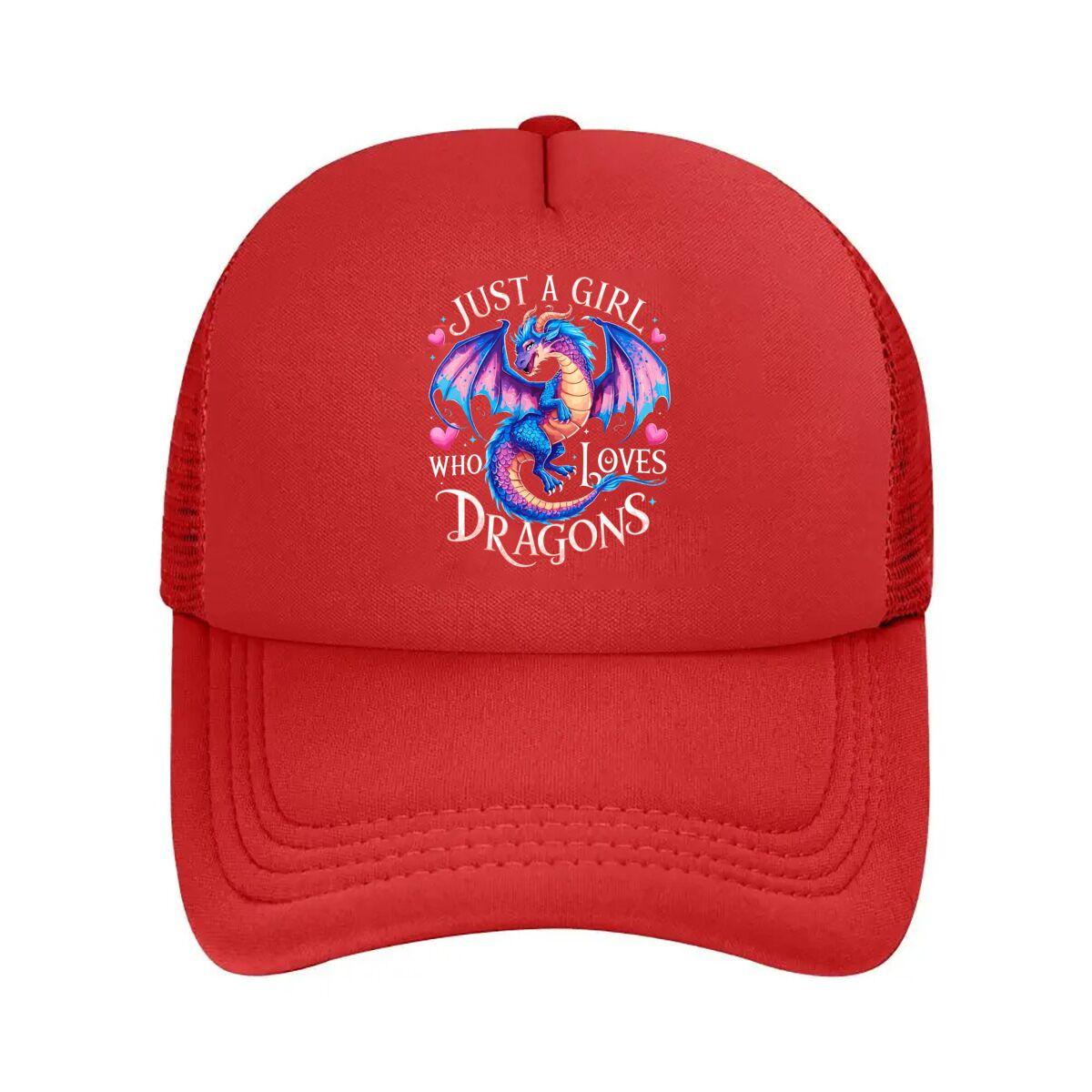 Just A Girl Who Loves Dragons Colorful Fantasy Dragon Mesh Baseball Cap Hip Hop Adjustable