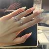 Light Luxury silver  rings Fashion Commuter Style Pink Crystal Rings for women Party Wedding Romantic