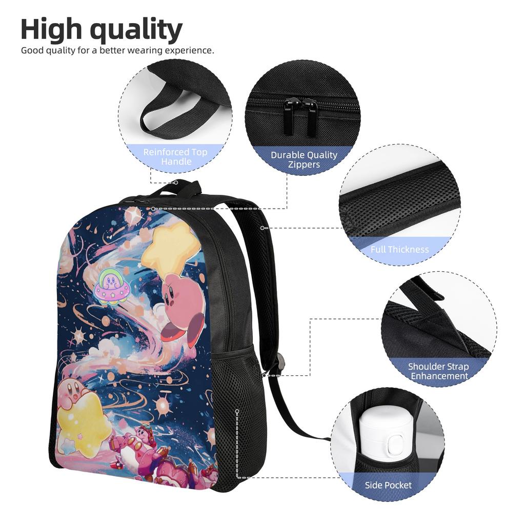 K-Kirbys Laptop-Rucksack Damen Herren Mode Buchtasche für College Schule Studenten Cartoon Tasche
