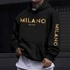 Mens Oversized Hooded Sweatshirt With Dual Print - Minimalist Milan Style Lightweight Warm Winter Casual Top