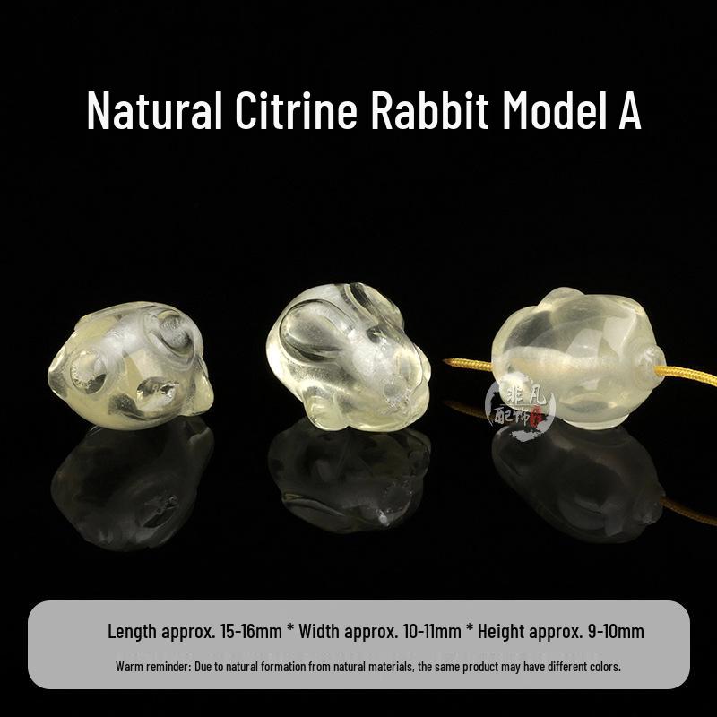 Natural Citrine Carving: Double Lotus, Nine-Tailed Fox, Rabbit, Gold-Swallowing Beast, Waking Lion - DIY Handmade Accessories