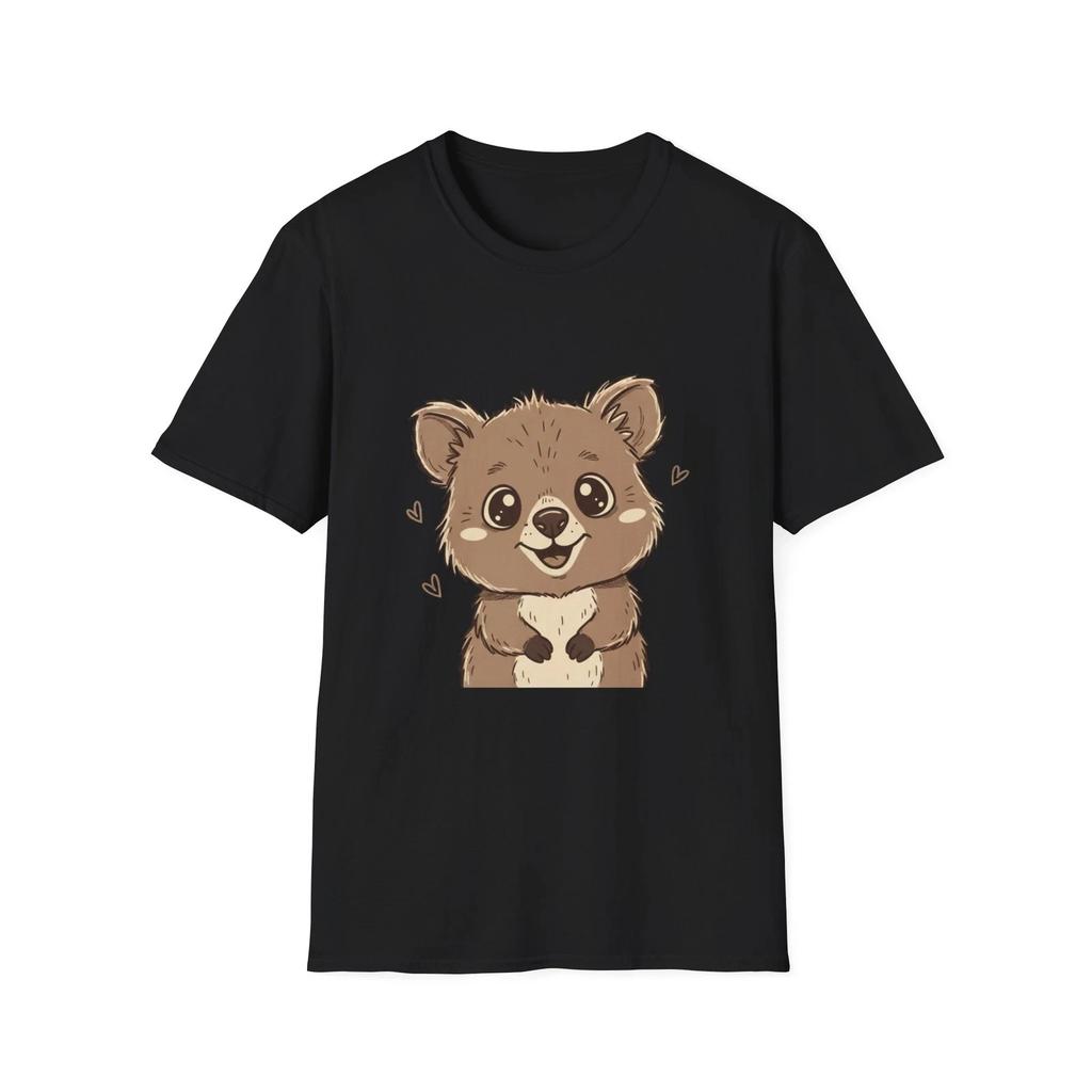 Quokka Carino Kawaii Cartone Animato Maglietta Nera Amante degli Animali Grafica T-Shirt