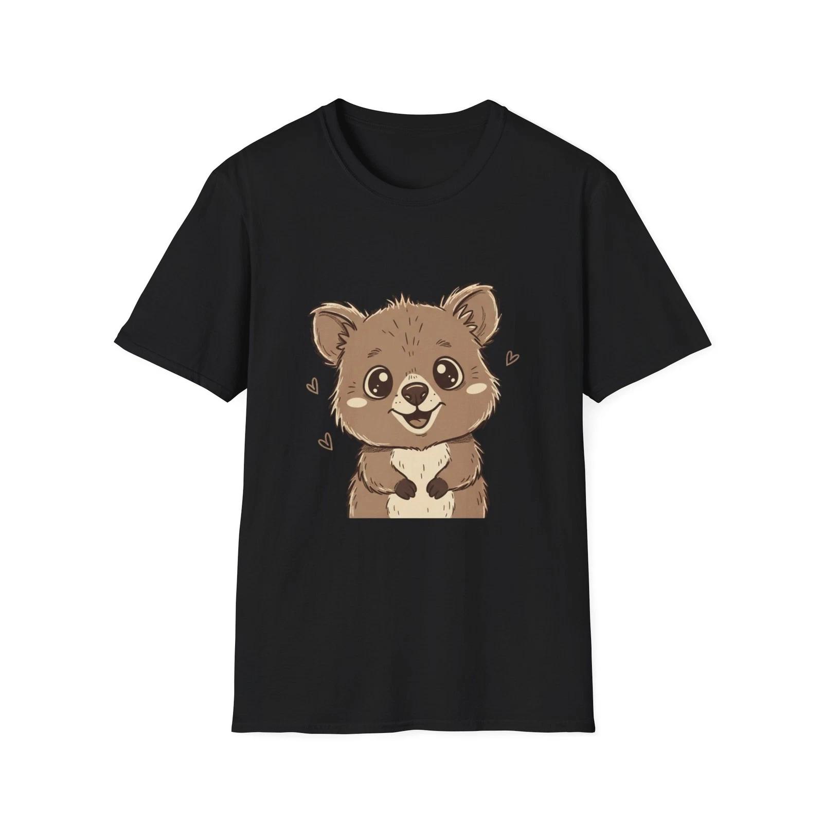 Quokka Cute Kawaii Cartoon Black Tee Animal Lover Graphic T-Shirt S