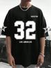 Summer New Los Angels Letter No.32 Print T-shirts For Men Short Sleeve Sports Football Jersey Y2K Loose Oversized Unisex Tops