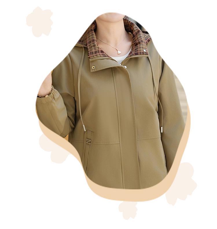 Mom's Casual Fashion Hooded Jacket - Stylish Short Trench for Middle-Aged and Elderly Women