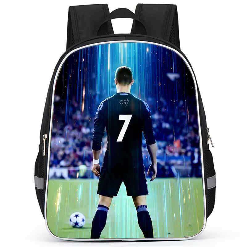Cr7 Rucksack Hochauflösender Druck Große Kapazität Multifunktion Reißverschluss Oxford Rückenschutz Leichter Rucksack