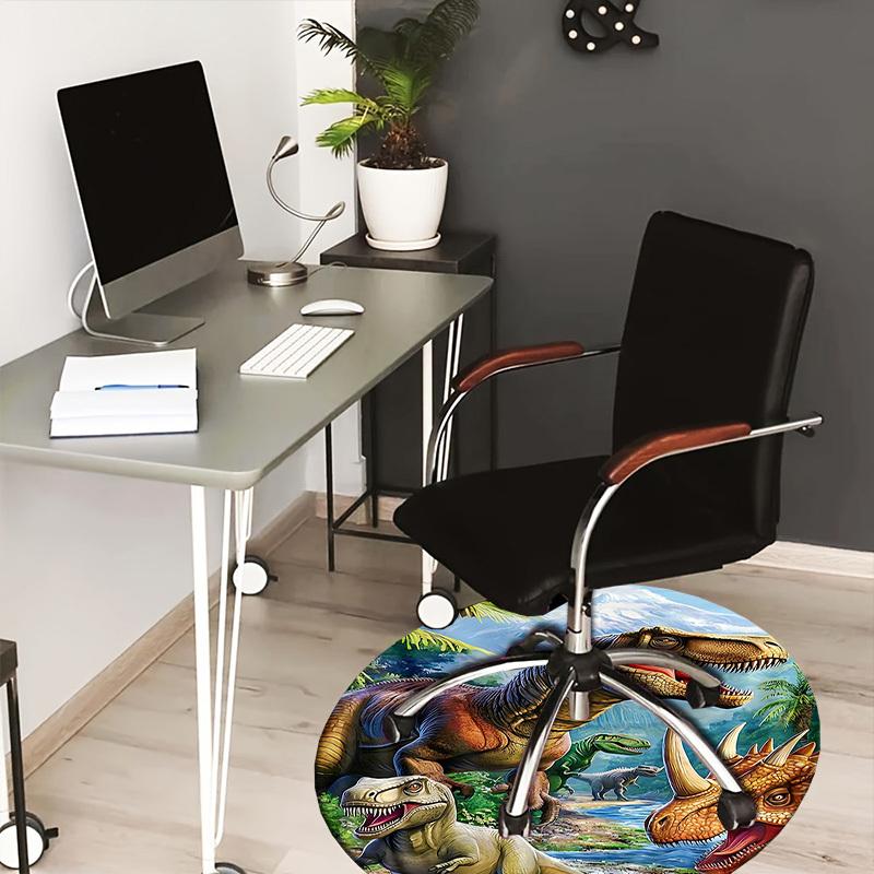 1PC Dinosaur Non-Slip Floor Round carpet, Office, family, bedroom, Large Area Rug Indoor Rugs,  Durable PolyesterH0396