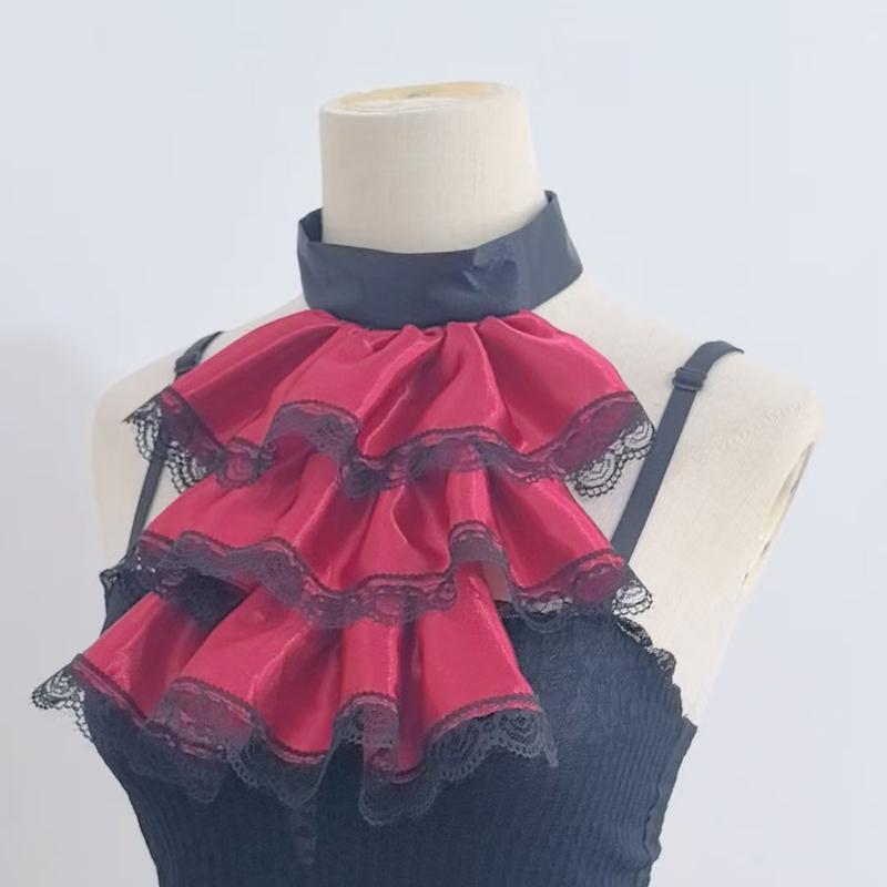 Court Detachable Lace Ruffle Fake Collar Layered Neck Collar Party Dress Decorative Neckwear Cosplay Props Accessory