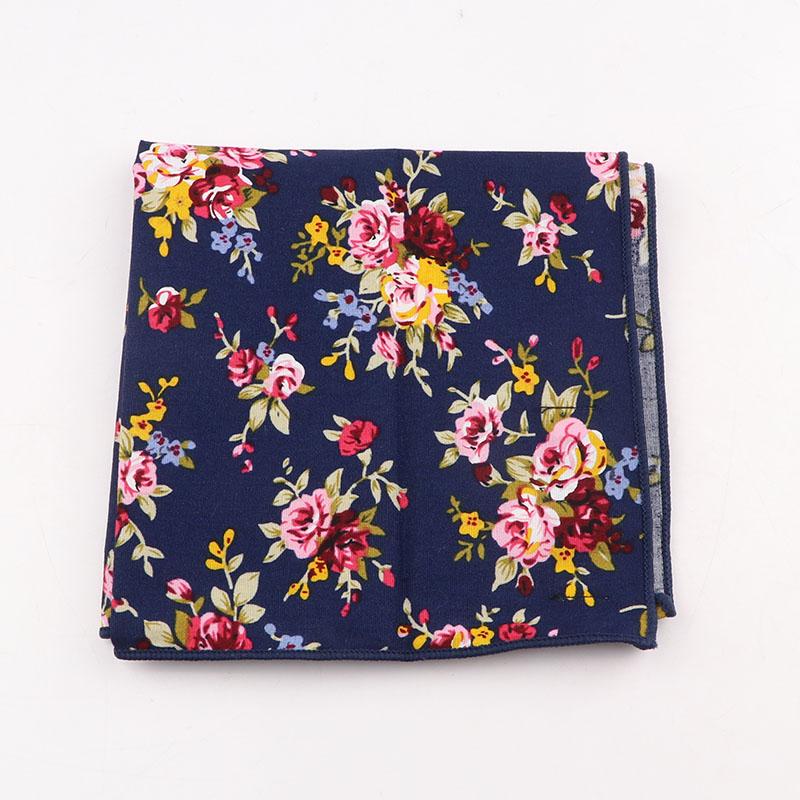 25cm Vintage Floral Cartoon Printed Handkerchief Cotton Women Men Wedding Suits Pocket Square Adult Gift Accessory High Quality