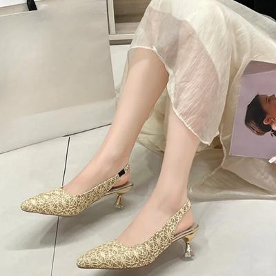 Lodičky Slingback na vysokém podpatku Dámské Modré Špičaté Společenské Boty pro Ženy 2024 Léto Sandály na tenkém podpatku Dámské