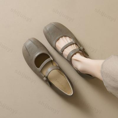 2025 Women's Shoes New Soft Soled Comfortable Mary Jane Shoes Buckle Strap Ballet Shoes Concise Shallow Mouth Flats