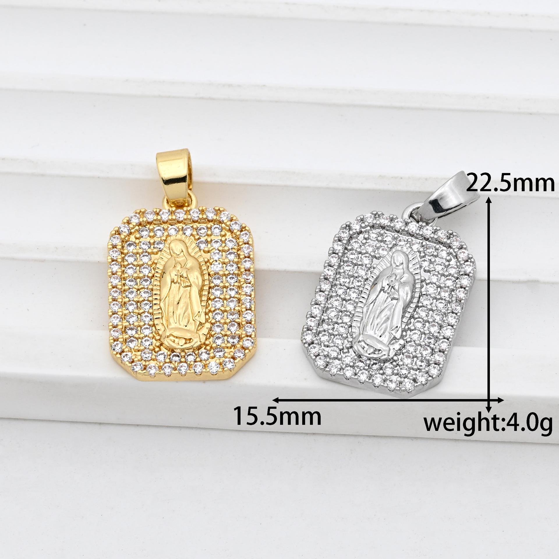Elegant 18k Gold Virgin Mary Zircon Pendant Necklace for Women Pendant Only