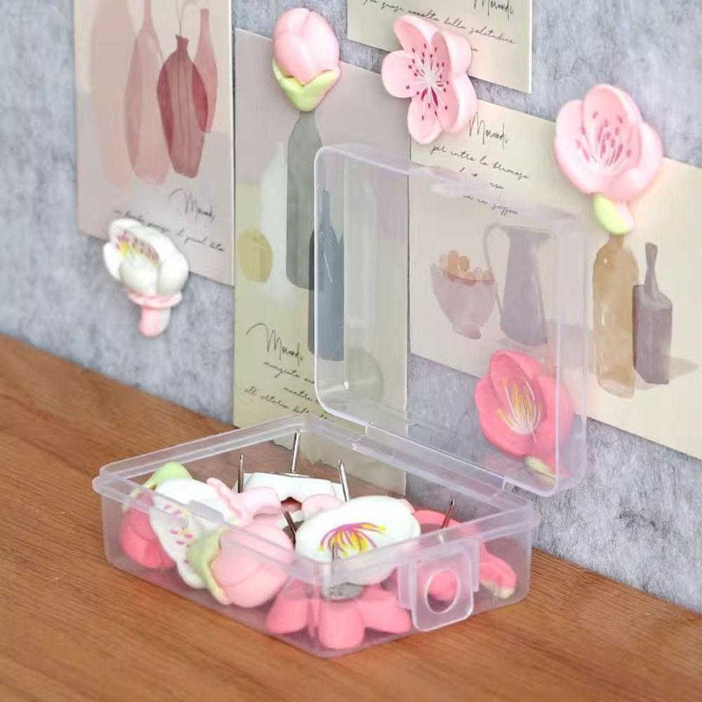 20/30Pcs 3D Sakura Pushpins Creative Pink Flower Push Pins Blackboard Push Pins  Photo Wall Decor