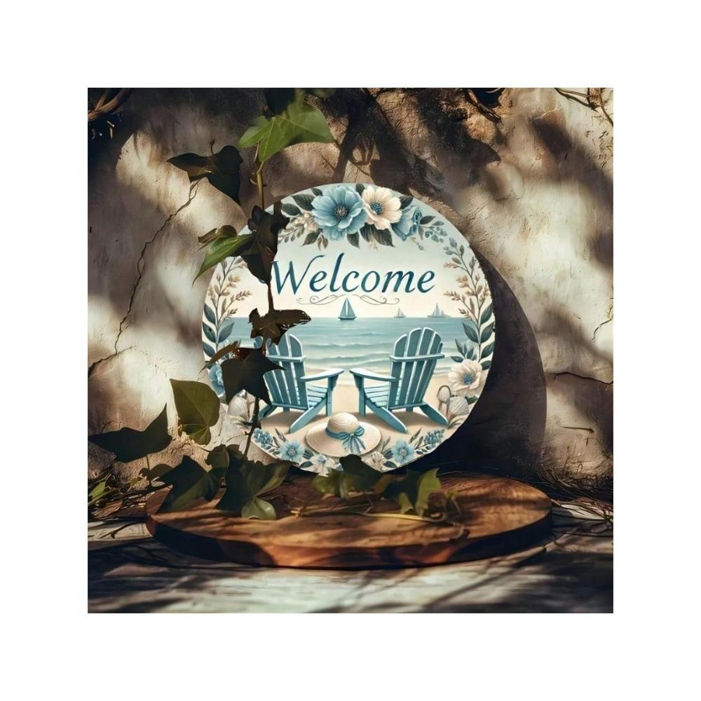 Summer Beach Metal Wall Art Engraved Sign Home Decor
