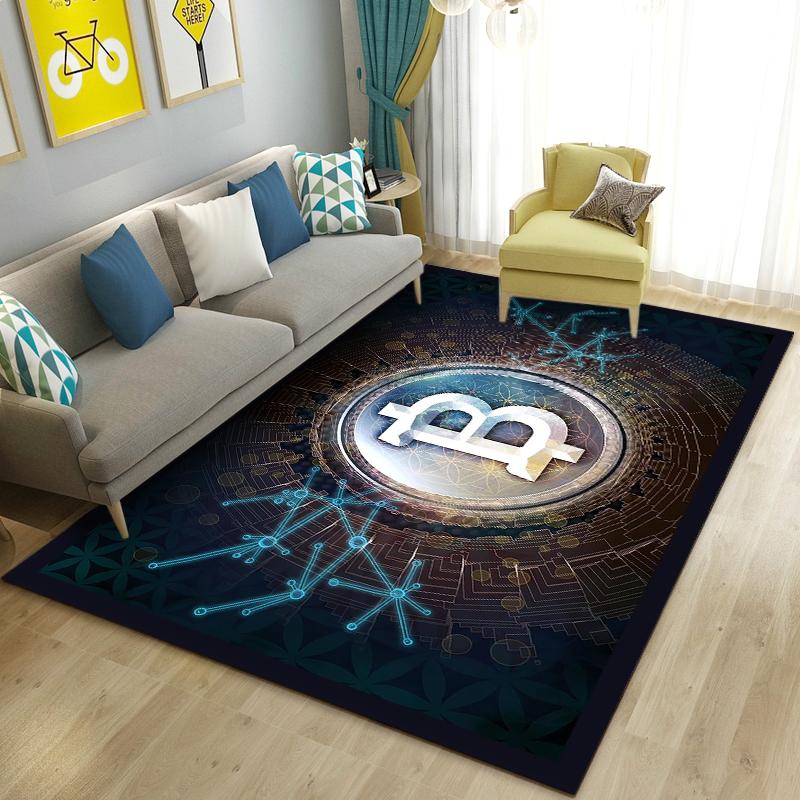 3D Bitcoin Alan Kilim Büyük, Oturma Odası Yatak Odası Kanepe Mutfak Paspas Dekorasyon için Halı Halı, Çocuk Kaymaz Zemin Mat Oyna