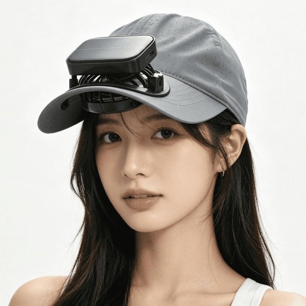 Portable Solar Powered Fan Baseball Cap Adjustable Long-lasting Rechargeable Fan Hat Breathable Versatile for 3.7V/300mAh