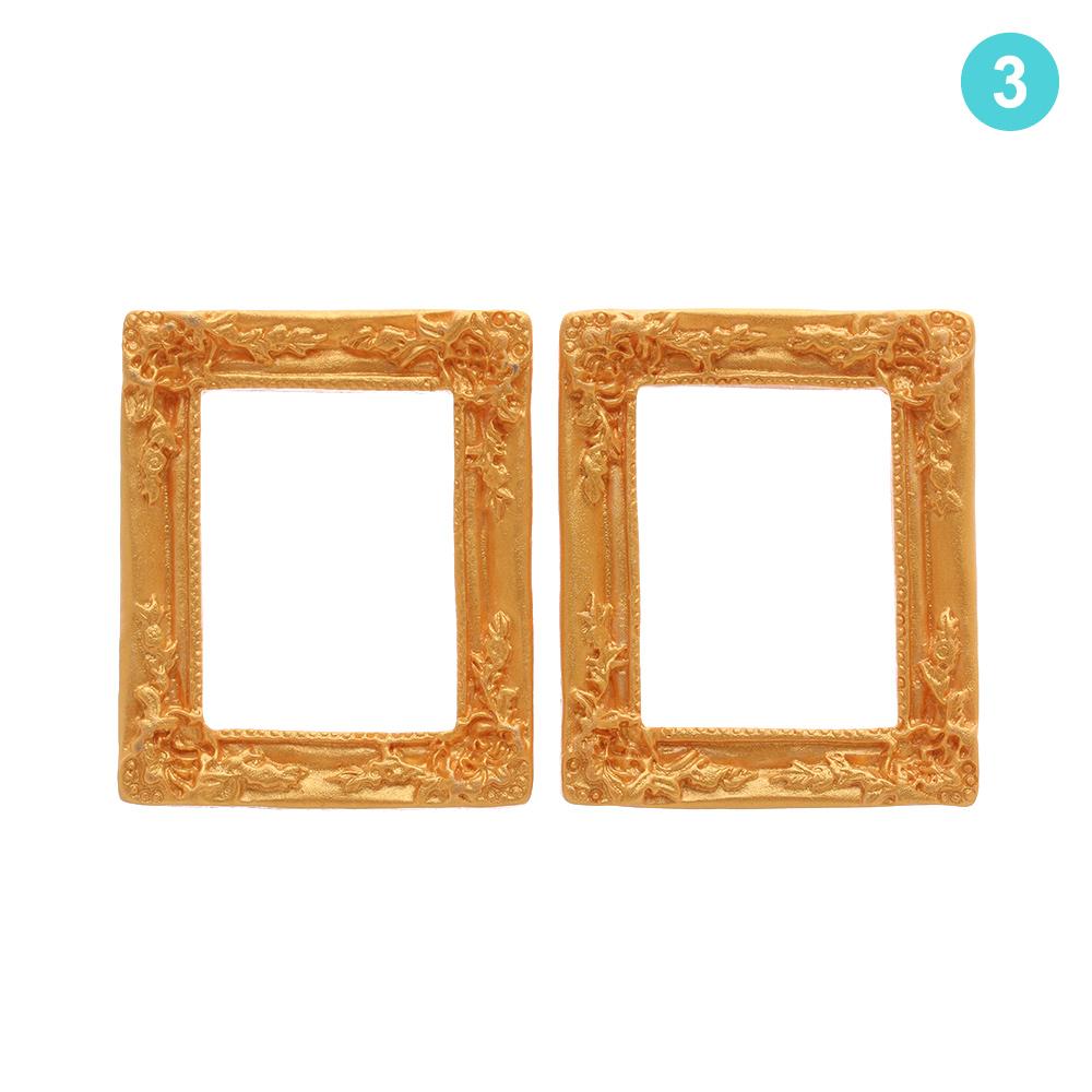 2Pcs 1/12 Mini Resin Photo Frame Dollhouse Miniature Accessories Simulation Furniture Model Toy for Children Doll House Decor