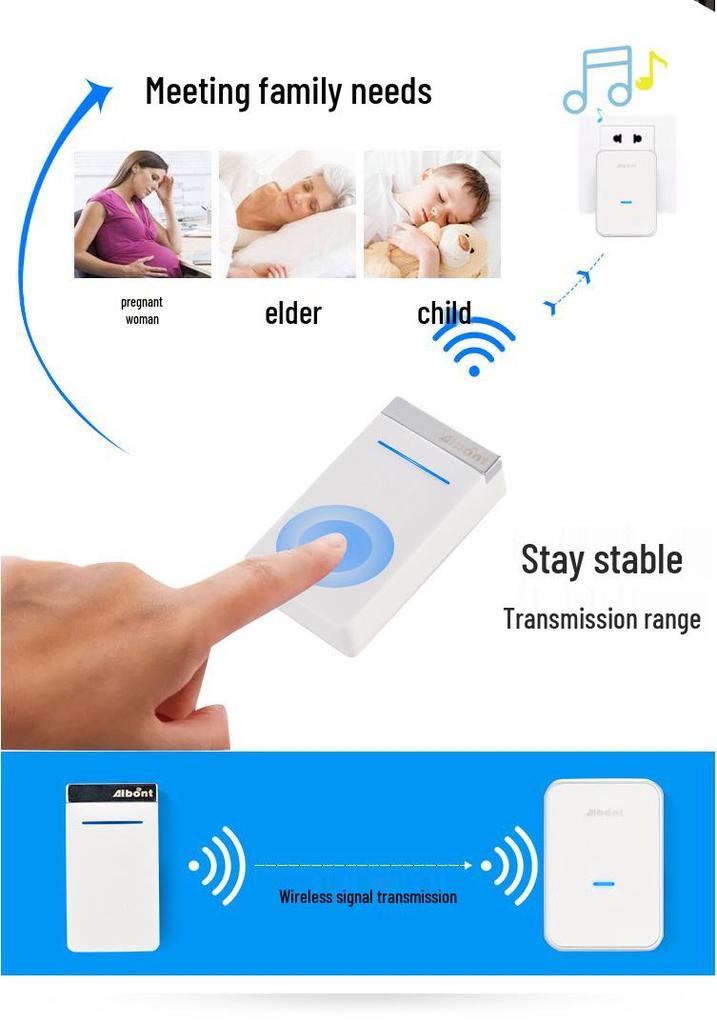 Smart Wireless Self-Powered Doorbell with UK/EU Plug - Dual Music System