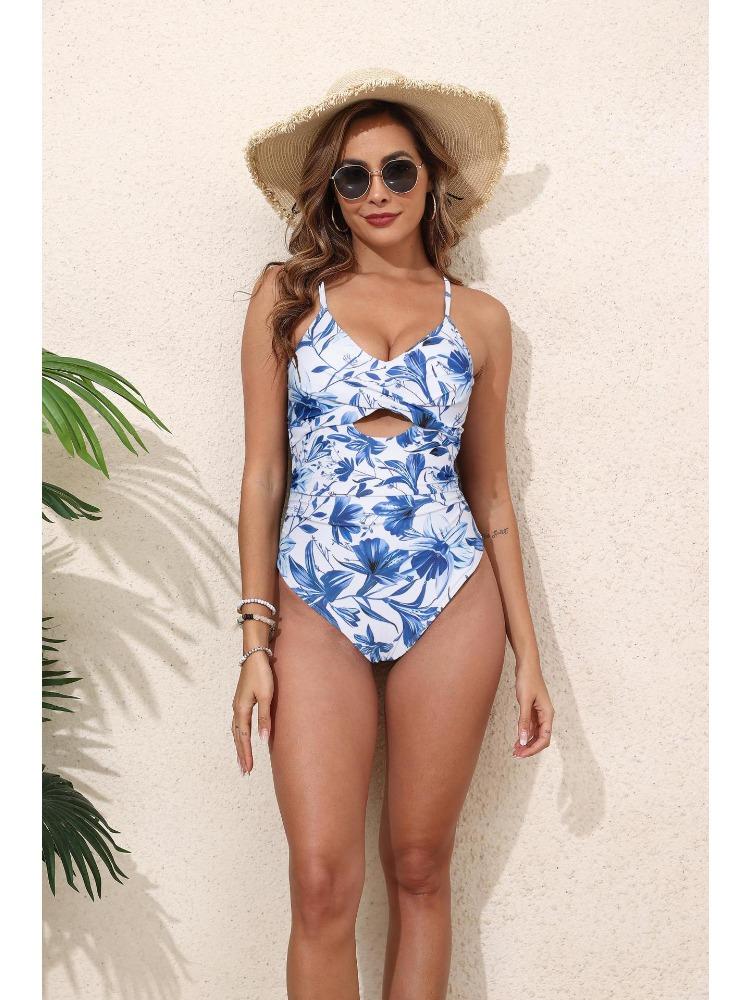 Charming Sexy Slim Fit Backless One Piece Bikini Swimsuit For Vacation S синий