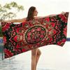 Bunt gemustertes Schwarz-Rot Mandala Strandtuch Groß Schnelltrocknendes Handtuch Geeignet für Strand Pool Yoga Handtuch Sommergeschenk für Freunde