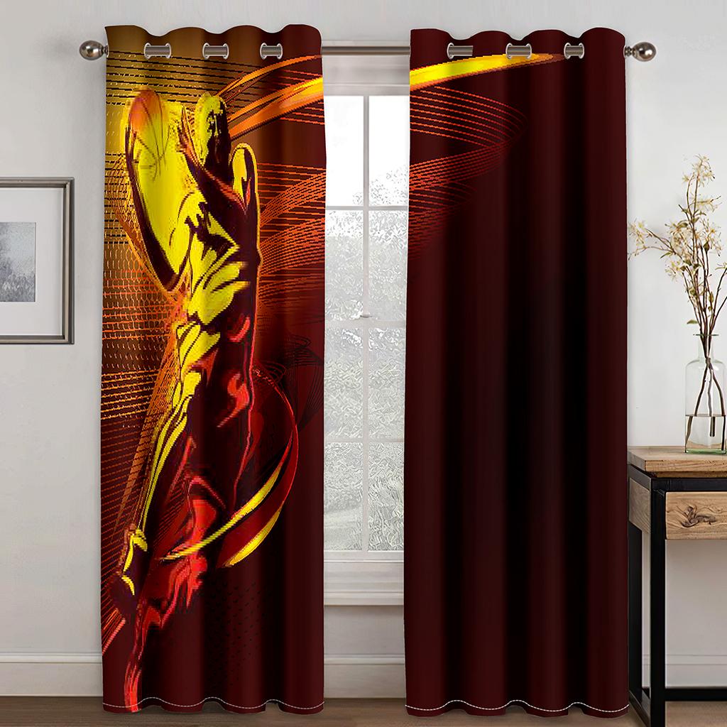 3D-Digitaldruckvorhang im Basketball-Sportstil, geeignet für Wohnzimmer, Balkon, Heimverschönerung, zweiteilig