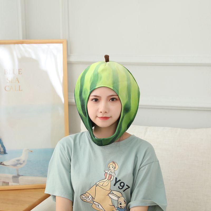 

Мультяшная овальная шапка-капюшон арбуз, плюшевый капюшон, реквизит для фото, реквизит для фото, мультяшный капюшон 30*27CM0.1kg