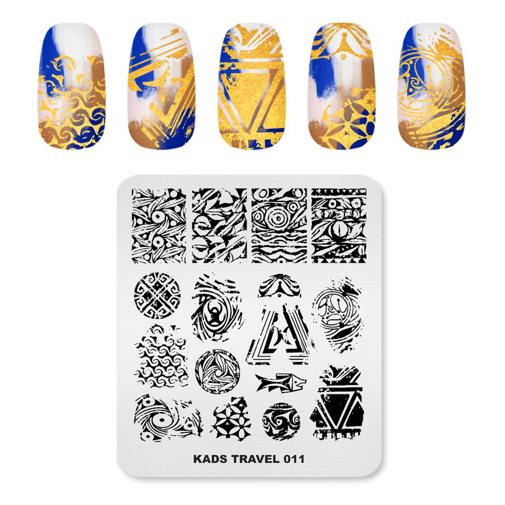 

KADS Travel 011 Шаблоны для ногтей, керамика, древние узоры, штамповочные пластины, пластины для ногтей, инструмент для маникюра «сделай сам»