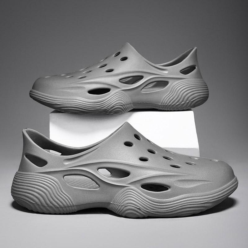 

Мужские летние сандалии из ЭВА, парные модели, пляжные шлепанцы, модные, с круглым носком, нескользящие, водонепроницаемые, повседневные, легкие, износостойкие 46-47(foot 275mm) серый