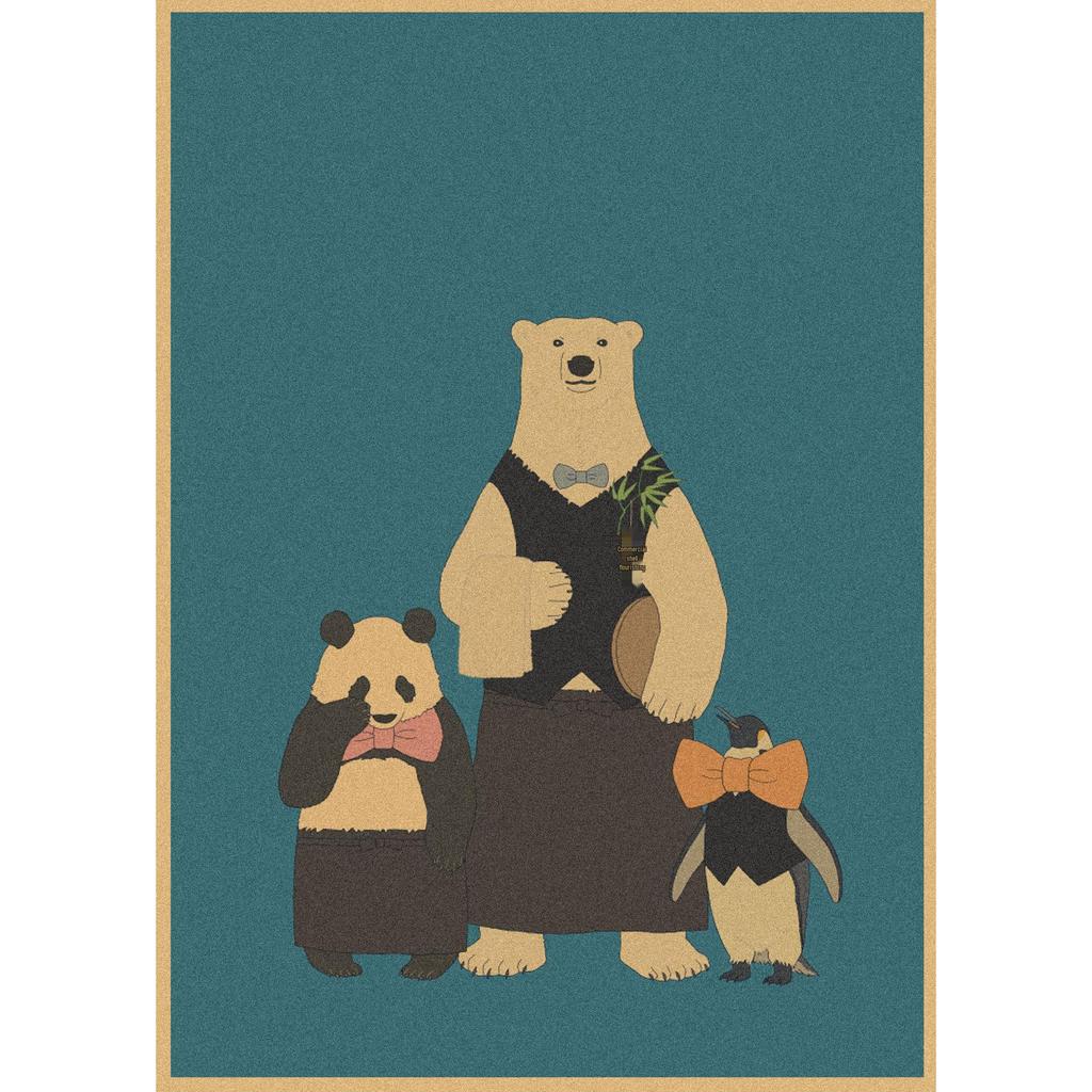 Shirokuma Cafe Retro Anime Poster - Japanese Kraft Paper Wall Art