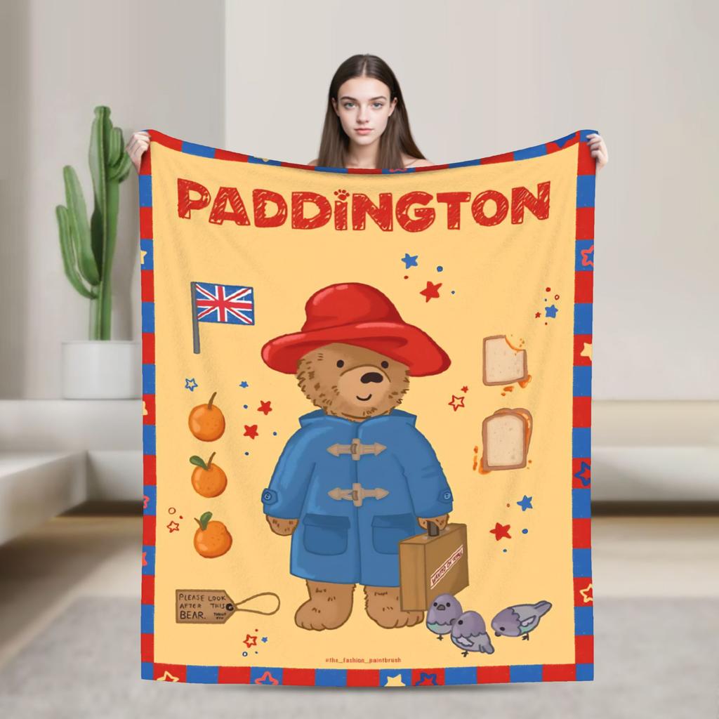 Blankets Britain Paddington Brown Bear Throw Blanket Flannel Bedspread For Couch Chair Sofa Bed Fluffy Sofa Bed Cover