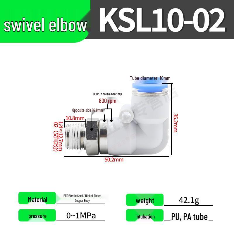 High-Speed Rotary Joint Elbow KSL4-M5 & KSH6-M6 6-12S Straight Through Connector.