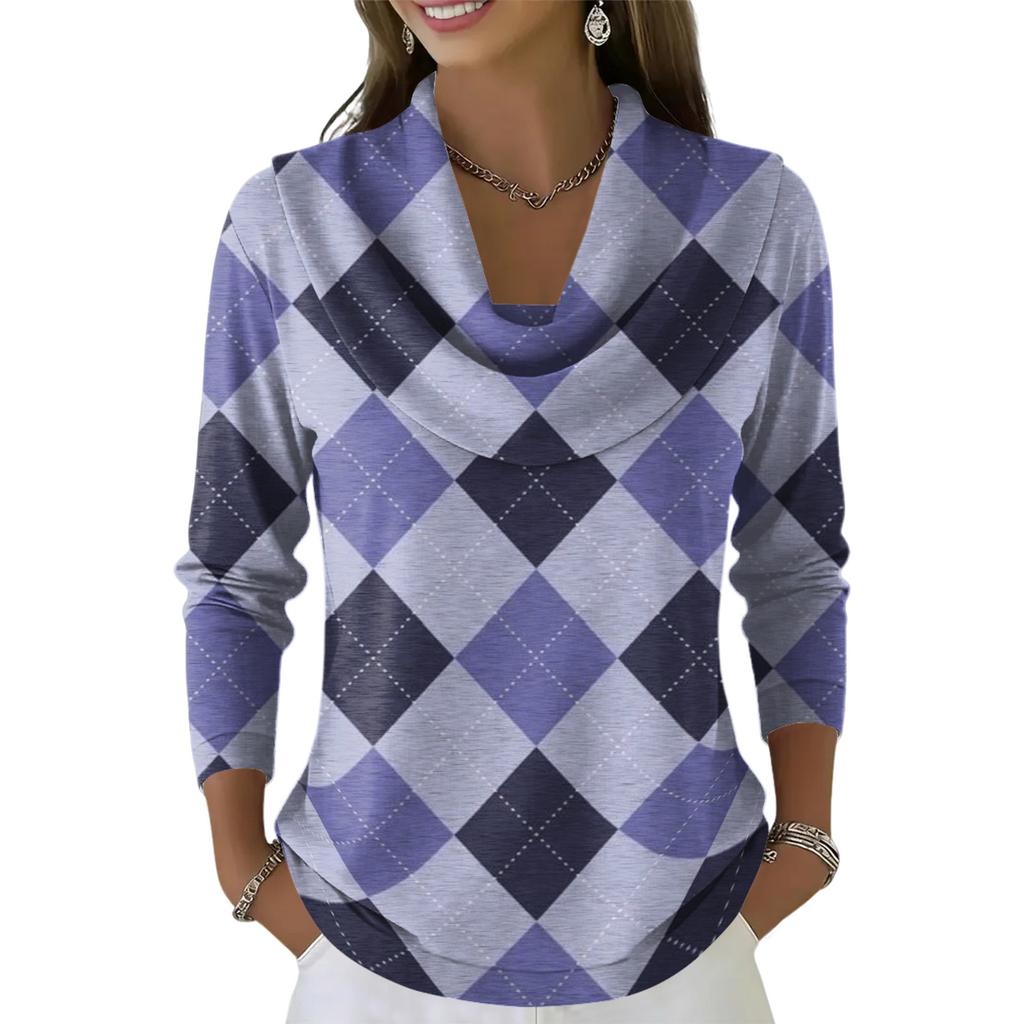 Damen Lässig Und Modisch Rundhals Langarm Bedruckter Top Pullover