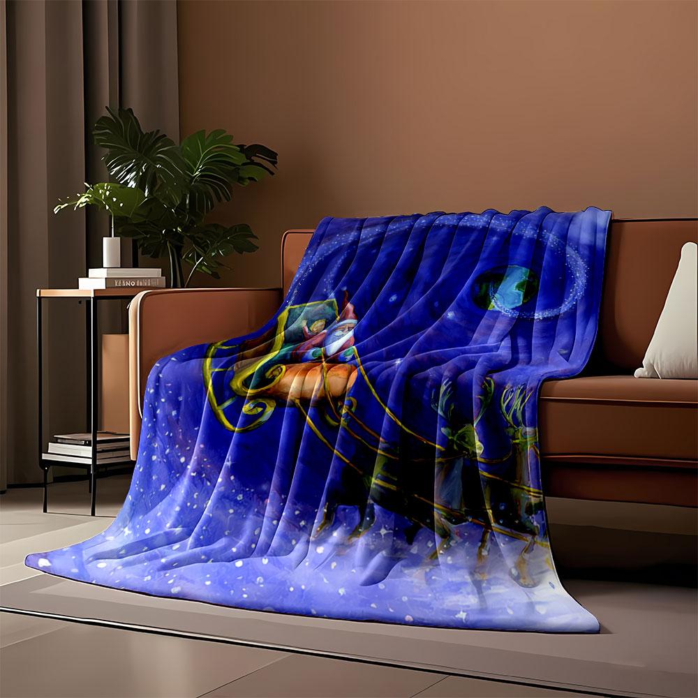 Santa's Sleigh Journey for all seasons blanket lunch break throw gift
