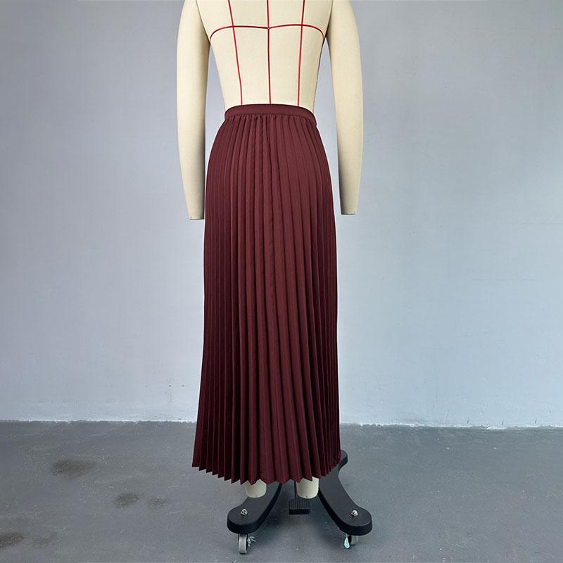 Skládaná dlouhá sukně set Dámská móda Slim Vykrojené Bez rukávů Krátký top vesta Femme Street Vysoký pas Jednobarevné Maxi Sukně Sety Dámské outfity 2024 Léto