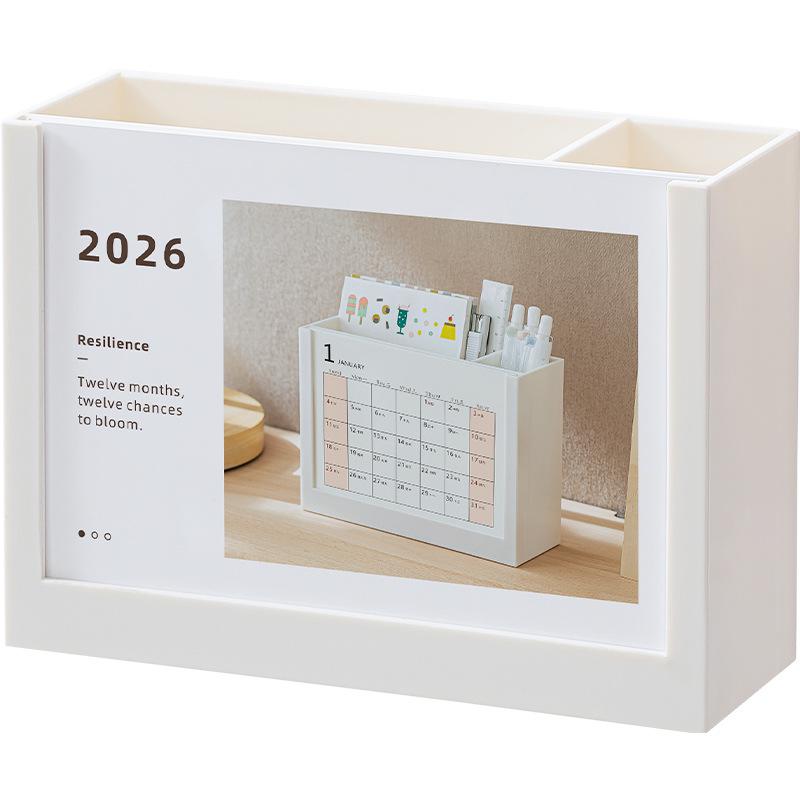 2026 Multi-functional Desk Calendar with Pen Holder and Storage Box