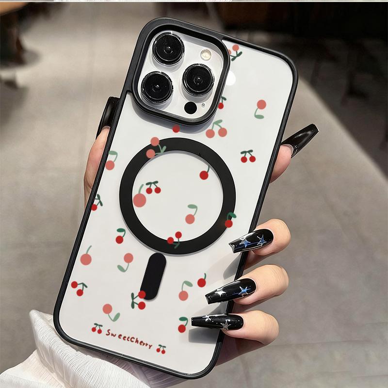 For Galaxy S25FE Case Red Cherry Alphabet Case for Samsung S26 Ultra S24 Plus S23 A57 A37 A56 A55 Magnetic Wireless Charge Cover