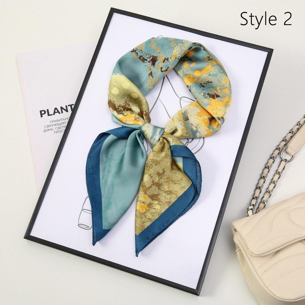 Fashion 70*70cm Hair Scarf Bohemia Style Sun Protection Silk Scarf Female Foulard Smooth Bandana Hairbands Women