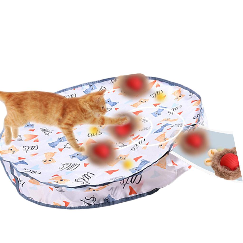 Motion Activated Cat Toy Balls Interactive Play Mat Fast Rolling Balls with Rechargeable Design for Boredom Cats Fun