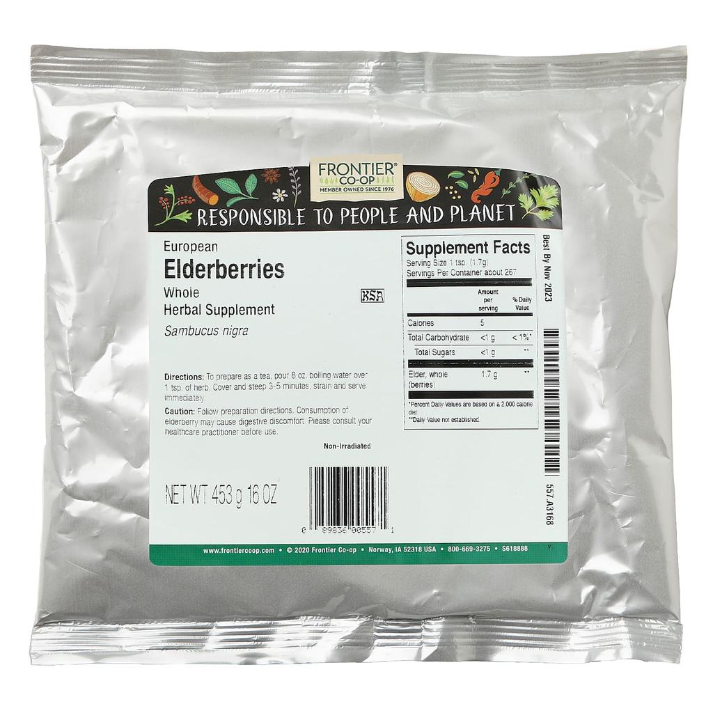 Frontier Co-Op, Whole Elderberry, 453 G (16 Oz)
